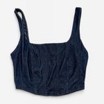 Timing Blue Stretch Denim Cropped Corset Top Size S Photo 0