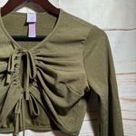 Savage X Fenty • Crop Top • Long Sleeve • Green Sparkle • Medium Photo 3