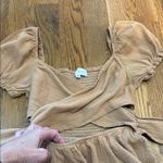 Chic Mable Tan Jumpsuit with crisscross open midriff with tie back. Size M Photo 4