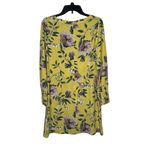 Loft Womens Dress Floral Stretch Long Sleeve Cuffed Mini Shift Boatneck Yellow 6 Photo 7