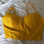 Iris  Yellow Fitted Bustier Crop Top Photo 0