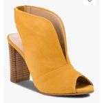 Brenda Zaro Shoes Womens Sz EU 35.5 mustard Leather Suede Slingback Heels Yellow Photo 10