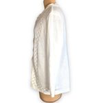 Vintage 90s Off White Knit Cardigan Sweater Crochet Diamond Pattern Long Sleeve Size L Photo 5