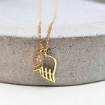 18k Gold Plated 925 Sterling Silver Necklace Angel Wings Double Pendants Photo 4