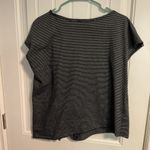 Max Studio  Black and White Striped Short Sleeve Top Photo 3