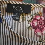 BCX  Womens Long Ruffle‎ Sleeve Crew neck Blouse Grey Floral Sz S 100% Polyester Photo 2