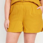 Old Navy Demi Double Weave Shorts Golden Lantern L Photo 0