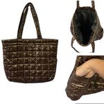 Brown Puffer Quilted Tote Bag Shoulder Bag 14 x 12 x 3.5 Inches Photo 1