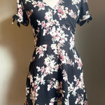 Abercrombie & Fitch Abercrombie Fitch Black Floral Smocked Back Mini Dress Tie Sleeve boho Y2K fairy Photo 0