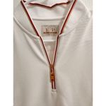 EP Pro Tour Tech Medium Polo Shirt Short Sleeve Half‎ Zip Striped Cuffs Womens White Photo 2