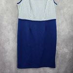 Maya Brooke Blue Midi Office Sequin Beaded Formal Preppy Party Dress Plus 14W Photo 3