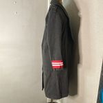 36.5  Striped Sleeve Panel Double Breasted Coat S Peacoat Trench Winter Rocker Photo 4