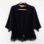 Democracy  Womens Cardigan‎ Size M Black Fringe Whimsigoth Fairy Grunge Dark Boho Photo 0
