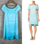 STYLE & CO Tie Dye Off The Shoulder Dress NWT XL Blue Photo 1