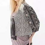 Gimmicks by BKE Buckle Patterned Fringe Western Cropped Blazer Jacket Photo 3