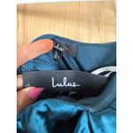 Lulus NWOT  Stunning Arrival Dark Teal Satin Off-The-Shoulder Maxi Dress Size L Photo 7