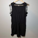 Aerie  Sleeveless Tassel Tie Romper Women’s L Black Shortalls V-neck Pockets Photo 1