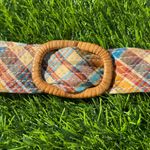 J.Crew Vintage Bohemian Plaid Fabric Belt with Woven Buckle S-M Photo 2