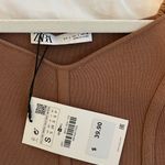 ZARA Women’s Tan Puff Sleeve Corset Blouse Photo 1