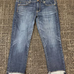 American Eagle Jeans Womens 14 Artist Crop Low Stretch Dark Wash Denim Capri Photo 0