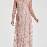Mac Duggal Floral Applique Long Sleeve Illusion Gown Rose Pink Size 8 70224 Photo 1