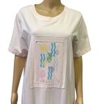 Delicates Vintage Delicate SPA Pink Maxi Shirt Dress Cover Up Coastal Fish Womens Medium Photo 1