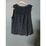 cj banks 1X Tassles Tank Top Boho Blue Pleated Tie Up V-Neck Plus Size Comfort Photo 2