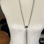 White House | Black Market Silver Black Tassel Long Necklace Photo 0