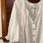 Free People NWT $98 We The Free White Lucy Solid Swing Button-Front Scoop Neckline Top M Photo 7