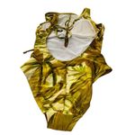 Robin Piccone Women's One Piece Swimsuit Size 4 Green/Yellow Botanical Print Photo 2