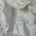 Barbizon VTG Robe Women L/S Embroidered Floral/Eyelet Bodice 1/2 Zip Sz Lg/XL 🟢 White Photo 4