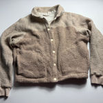 Outdoor Voices  Colorblock Fleece Jacket Button Up Teddy Bear Coat M Beige Pink Photo 0