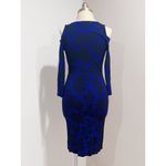 Cache Women's Blue/Black Knit Cold Shoulder Full Zip Bodycon Knit Dress Size XS Photo 2