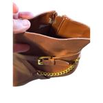 Ralph Lauren Brown Leather Lavinia Ankle Boots With Gold Chain Detail & Buckle Photo 5