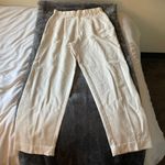 High Waisted Cream Wide Leg Linen Pants White Size 4 Photo 0