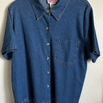 Quacker Factory  Denim Button-Up Shirt size L‎ Photo 0