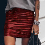 Elegant Red Metallic Ribbed Skirt Size L Photo 0