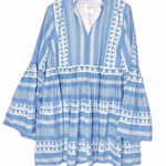 Tuckernuck Hyacinth House Blaine Mini Dress Blue White Bell Sleeve Boho Chic Size Small Photo 0