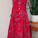 Vintage Red Bandana Print Halter Maxi Dress M – Western Boho Y2K Size M Photo 0
