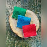 Vintage mini embroidered floral silky travel jewelry pouches, set of 3 Blue Photo 4