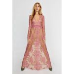 For Love & Lemons Temecula Maxi Dress Pink Embroidered Mesh Size Small NWT Photo 7