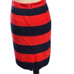 J.Crew Red & Navy Blue Pencil Skirt | Size 00 | Linen-Cotton Blend Photo 3