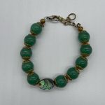 Jade Bracelet wi/ Gold Tone & Mother Of Pearl Accent Green Photo 2