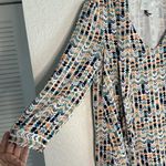 HD in Paris Anthropologie  Career Blouse V Neck Tie Silky School Geo Office Photo 4