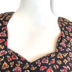 Vintage Rampage Dress Black Dark Floral Detail Sweetheart Neck Puff Sleeve Mini Size XS Photo 2
