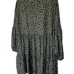 Mud Pie Women’s Flounce Peasant Tiered Green Leopard Animal Print Mini Dress med Photo 1