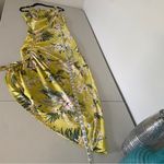 Mable Isabela Satin Tropical Floral Asymmetrical Midi Dress Yellow Medium Photo 9