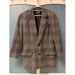 Vintage Lizwear Women's Classic Houndstooth Wool Blend Blazer Jacket size 8 Black Photo 1