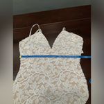 Windsor NWT WEDDING PROM COCKTAIL HIGH SIDE SLIT NUDE AND WHITE LACE GOWN Photo 10