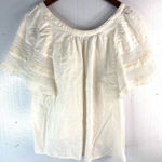 Old Navy  M Boho Crocheted Trim Cotton Crop Top in Off-White Photo 0